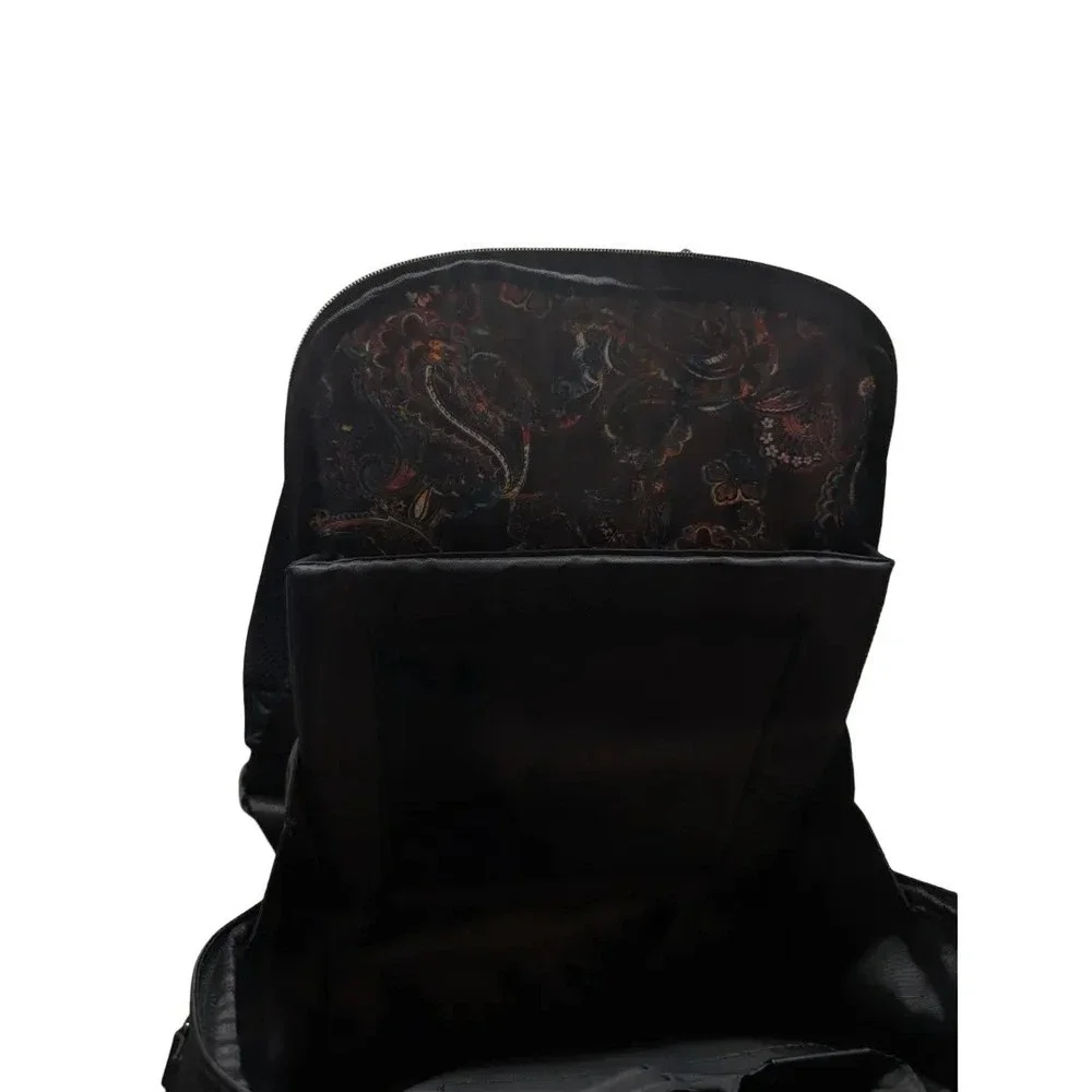 Robert Graham Black Nylon Backpack Carbon Fiber Trim Paisley Lining NWT $228 - Picture 8 of 16